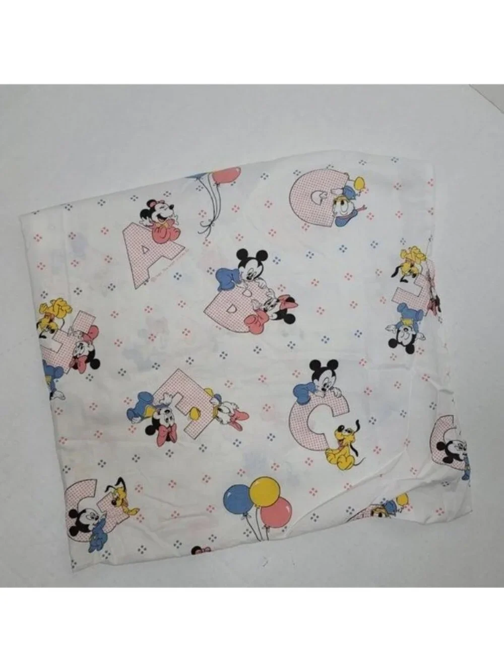 Disney vintage crib sheet 1984 ABC alphabet minni mickey Pluto Donald crib sheet